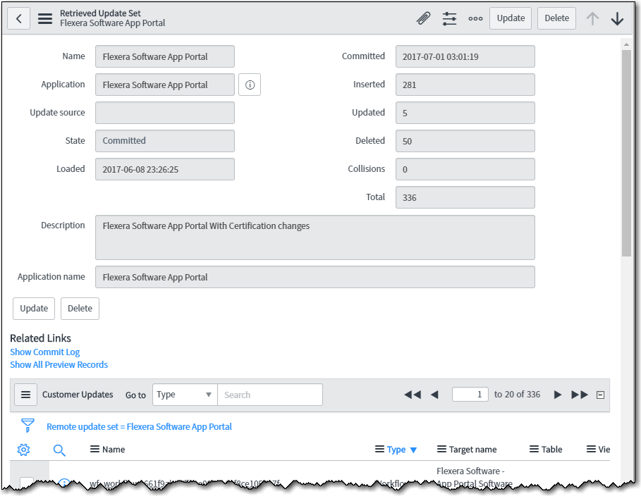 App Portal ServiceNow Update Set